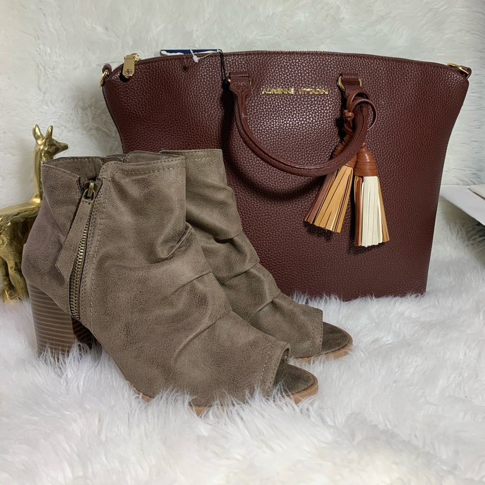 Rampage Peep Toe Booties Size 10 Brown